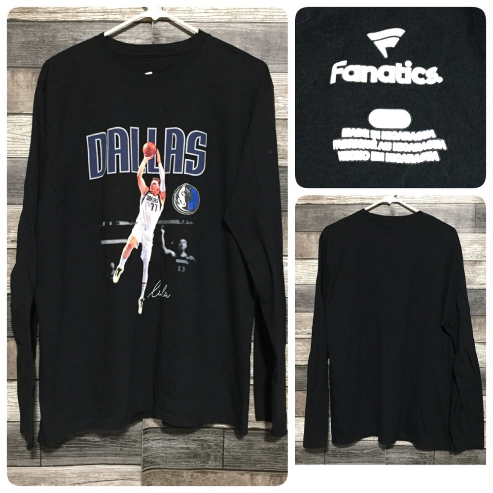 Fanatics Dallas Mavericks NBA Luka Doncic Long Sleeve T Shirt Men’s L Black